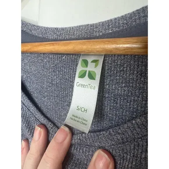 Green Tea Women's Comfortable Ribbed Short Sleeve T-Shirt Shirt Top Size Small S - Picture 4 of 7